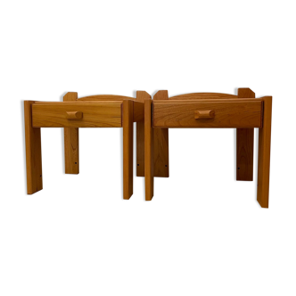 Pair of elm bedside tables 1970