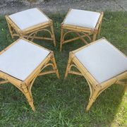 4 tabourets vintage bambou et rotin – années 60/70