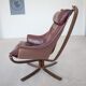 Chaises Falcon à ailes et dossier haut en cuir Sigurd Resell vintage rétro