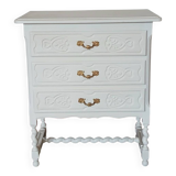 Small Vintage Louis XIII Style Chest of Drawers - Matt White & Twisted Legs