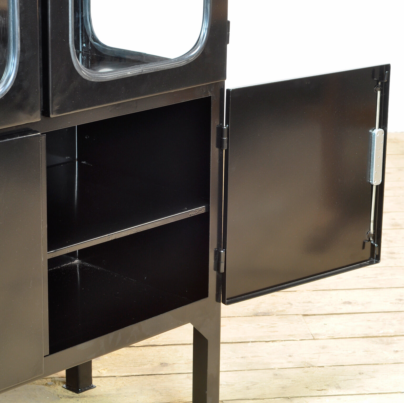 Vintage Glass & Iron Medical Cabinet, 1970s