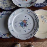 6 assiettes plates dépareillées vintages