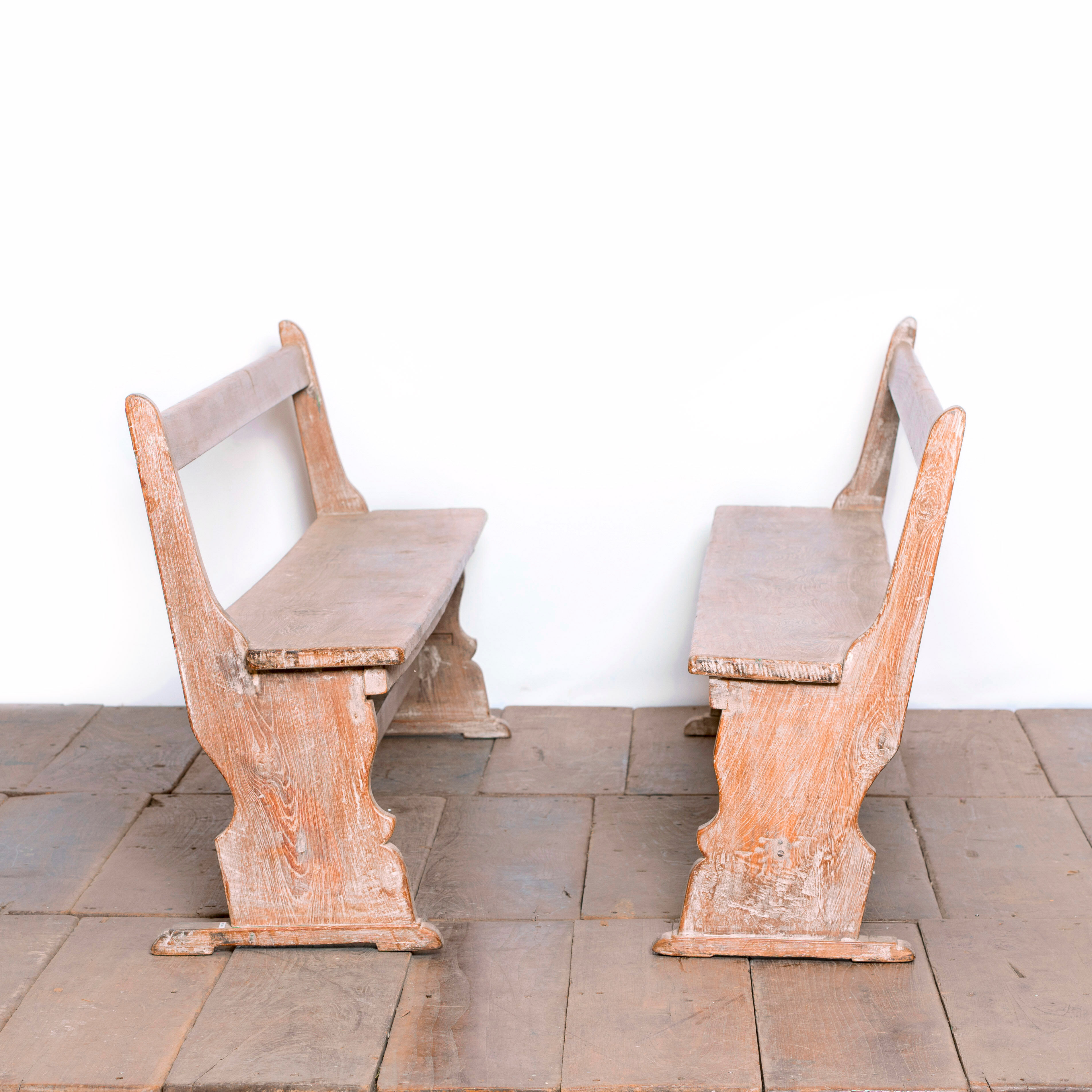 Former schoolboy bench made of raw wood