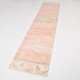 Pale Red & Beige Turkish Runner Rug, 71x301Cm