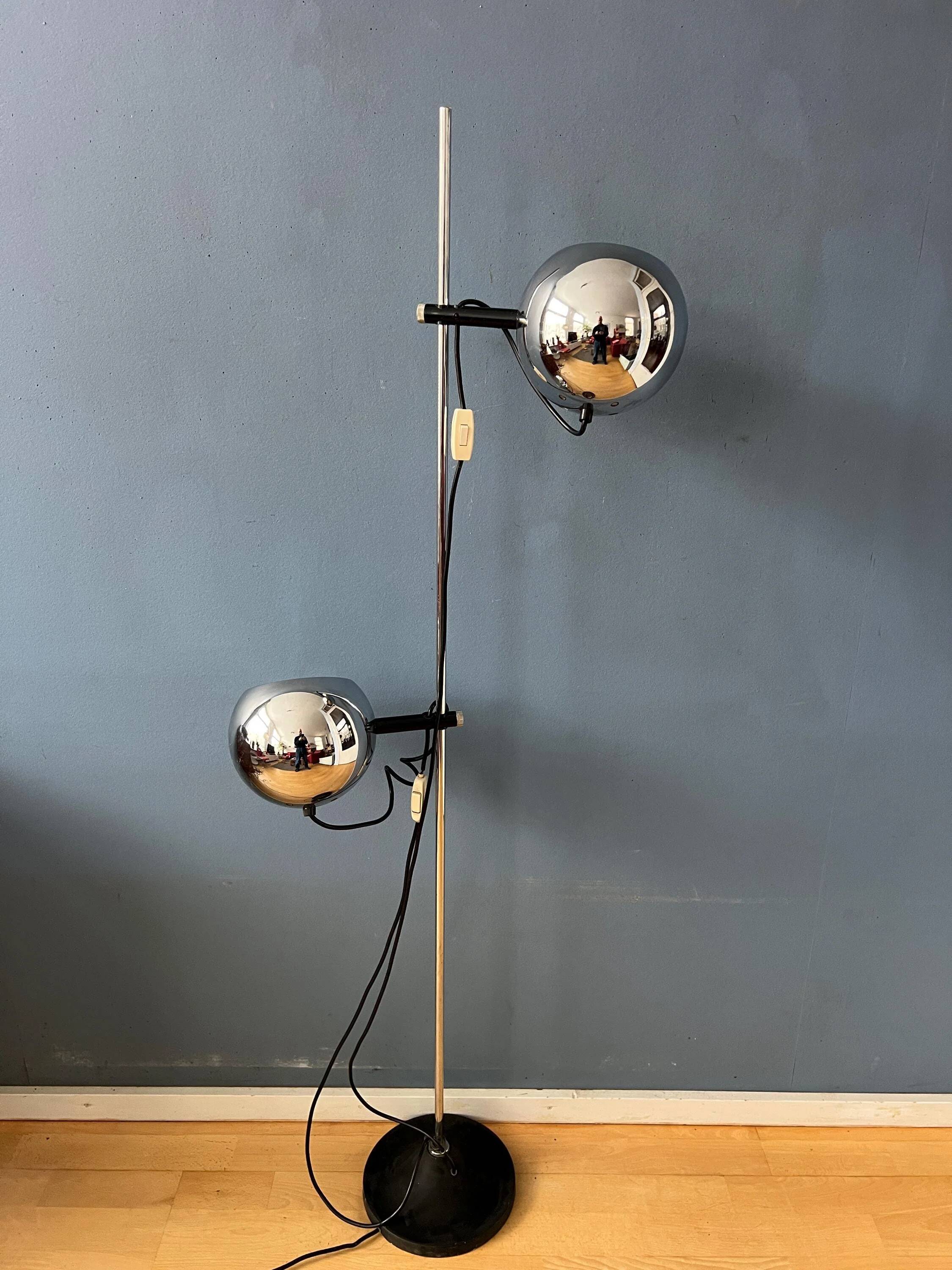 Chrome ball floor lamp Herda Mid-Century 1970s