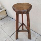 Tabouret bar brutaliste tripode vintage