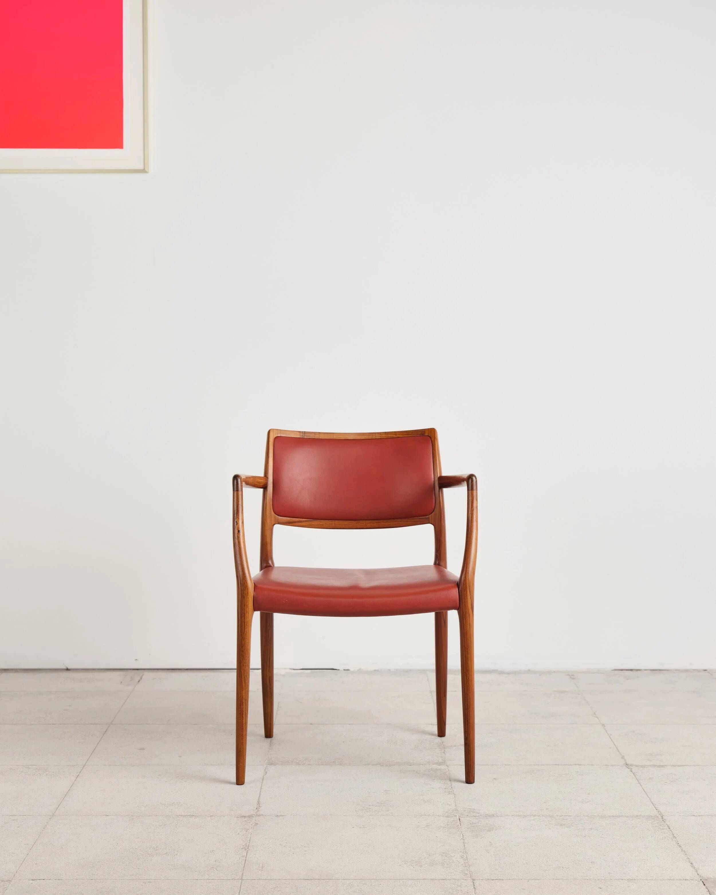 Armchair model 65 in oak and leather by Niels O. Møller, Denmark, 1960s.