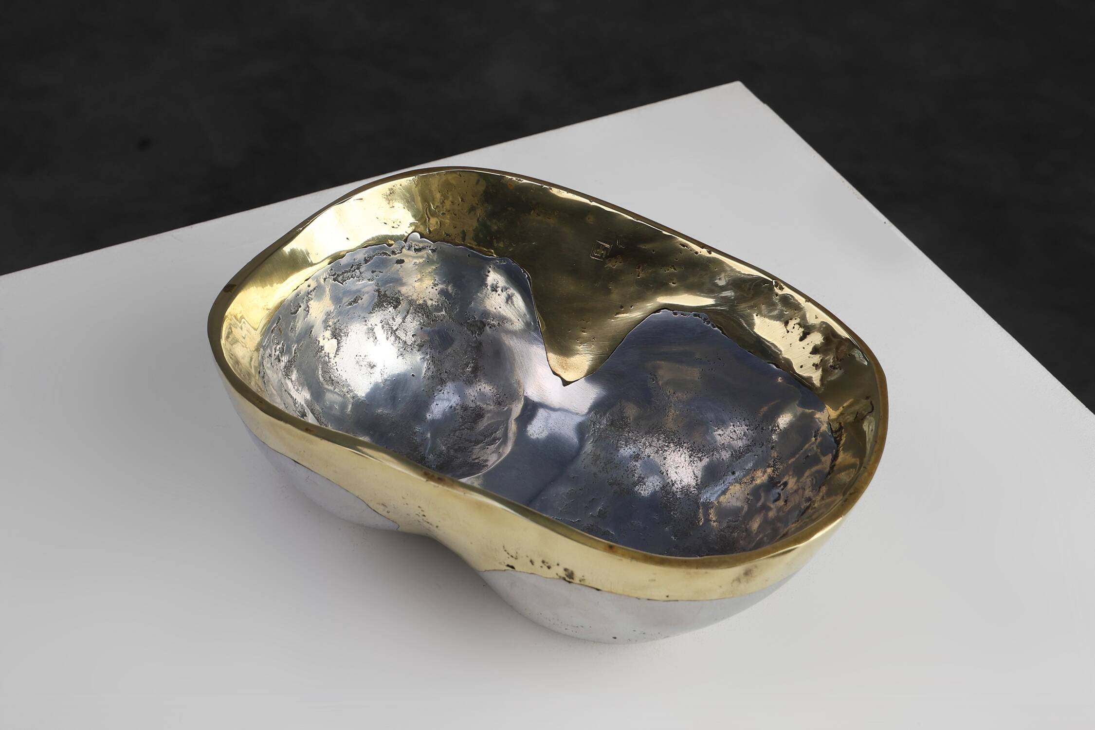 Candleholder and Bowl by David Marshall in Aluminum and Brass, UK 1970s