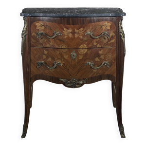 Commode galbée de style - dessus marbre