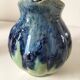 Pichet vernissé bleu et vert, vintage années 1970