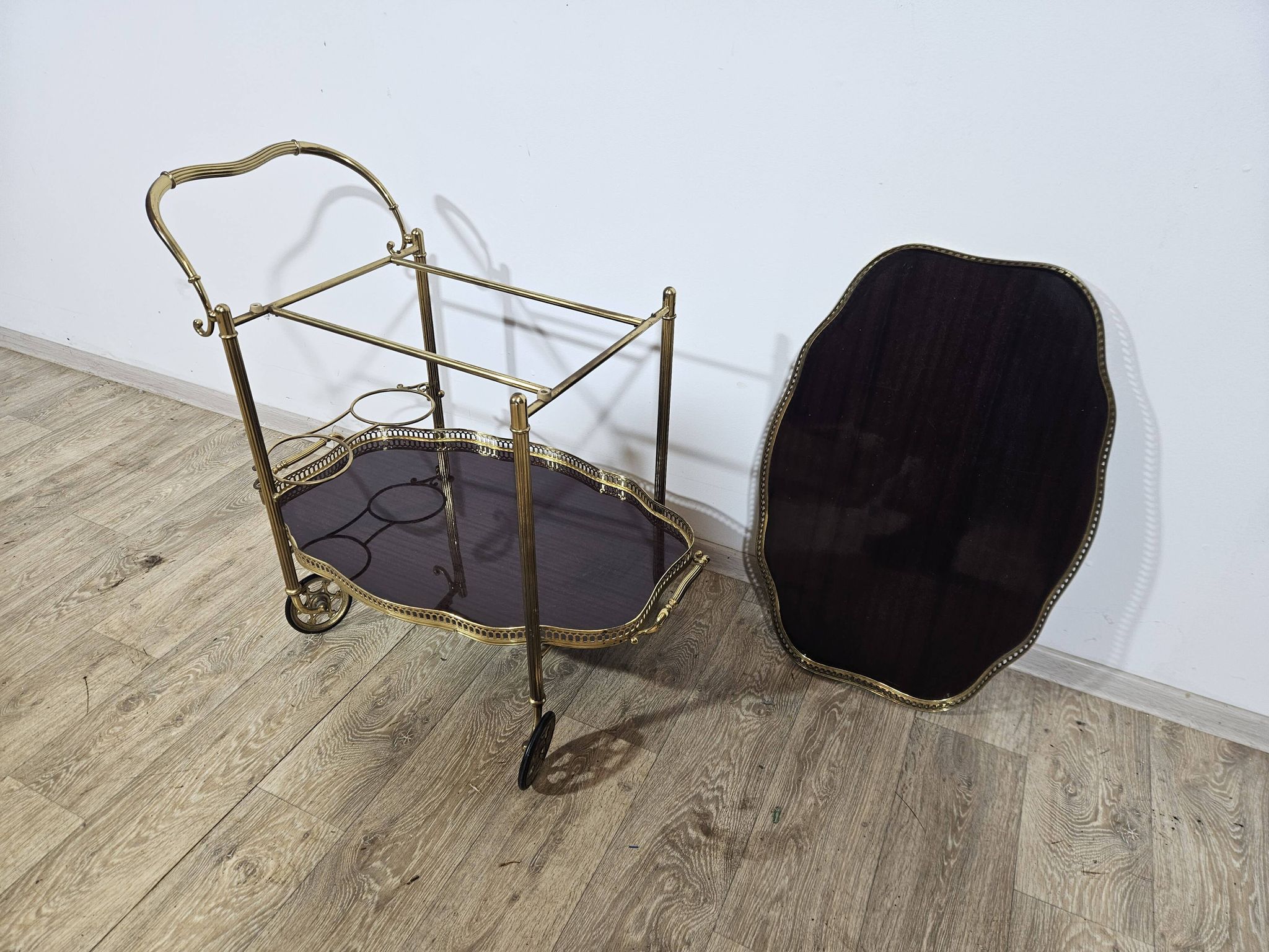 Luxurious bar cart, Maison Jansen, Hollywood Regency, France, 1950s/70s.