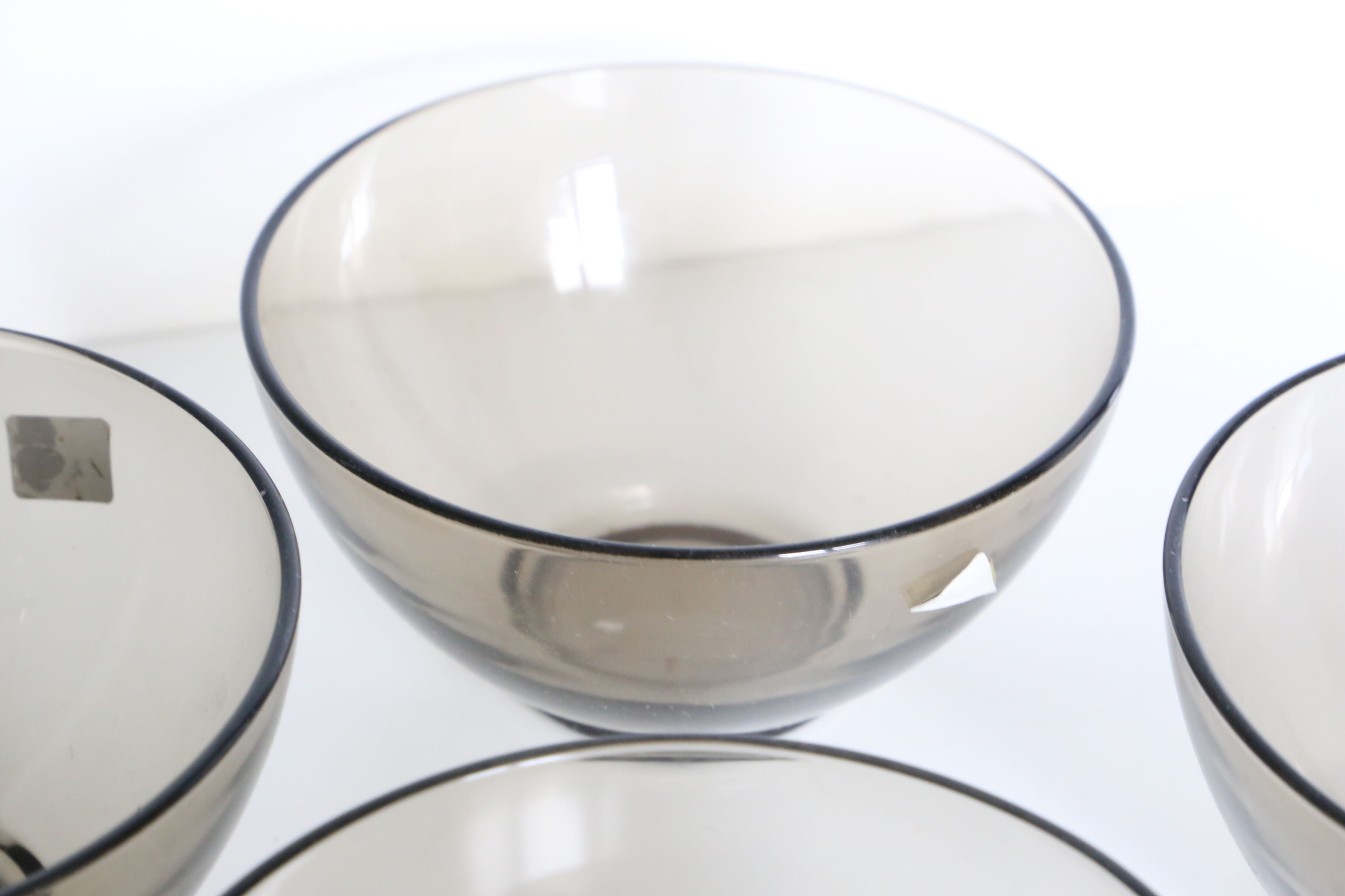 Set of 5 bowls arcopal in grey smoked glass