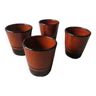 4 vintage glazed stoneware cup timpani