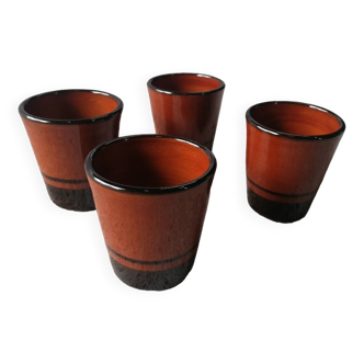 4 timbales tasses en grès vernissé vintage