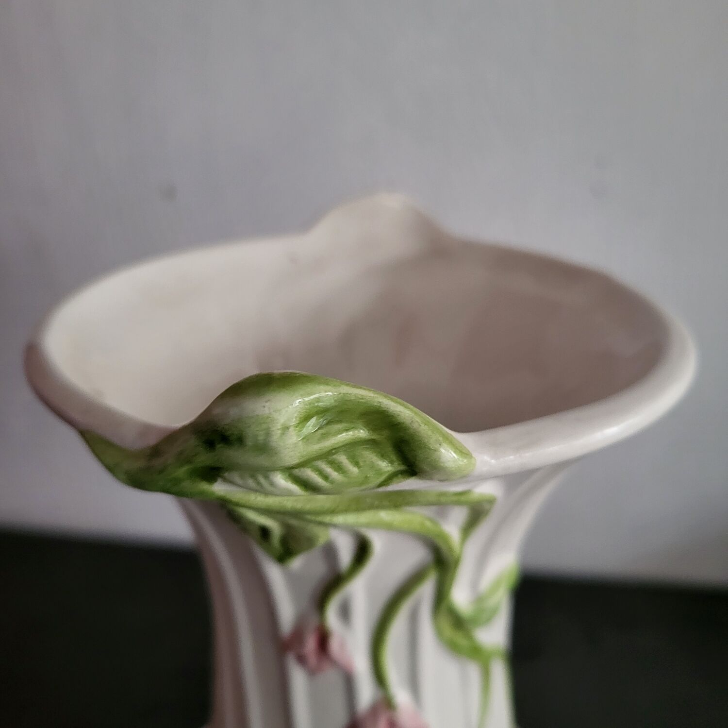 Vintage twisted barbotine vase
