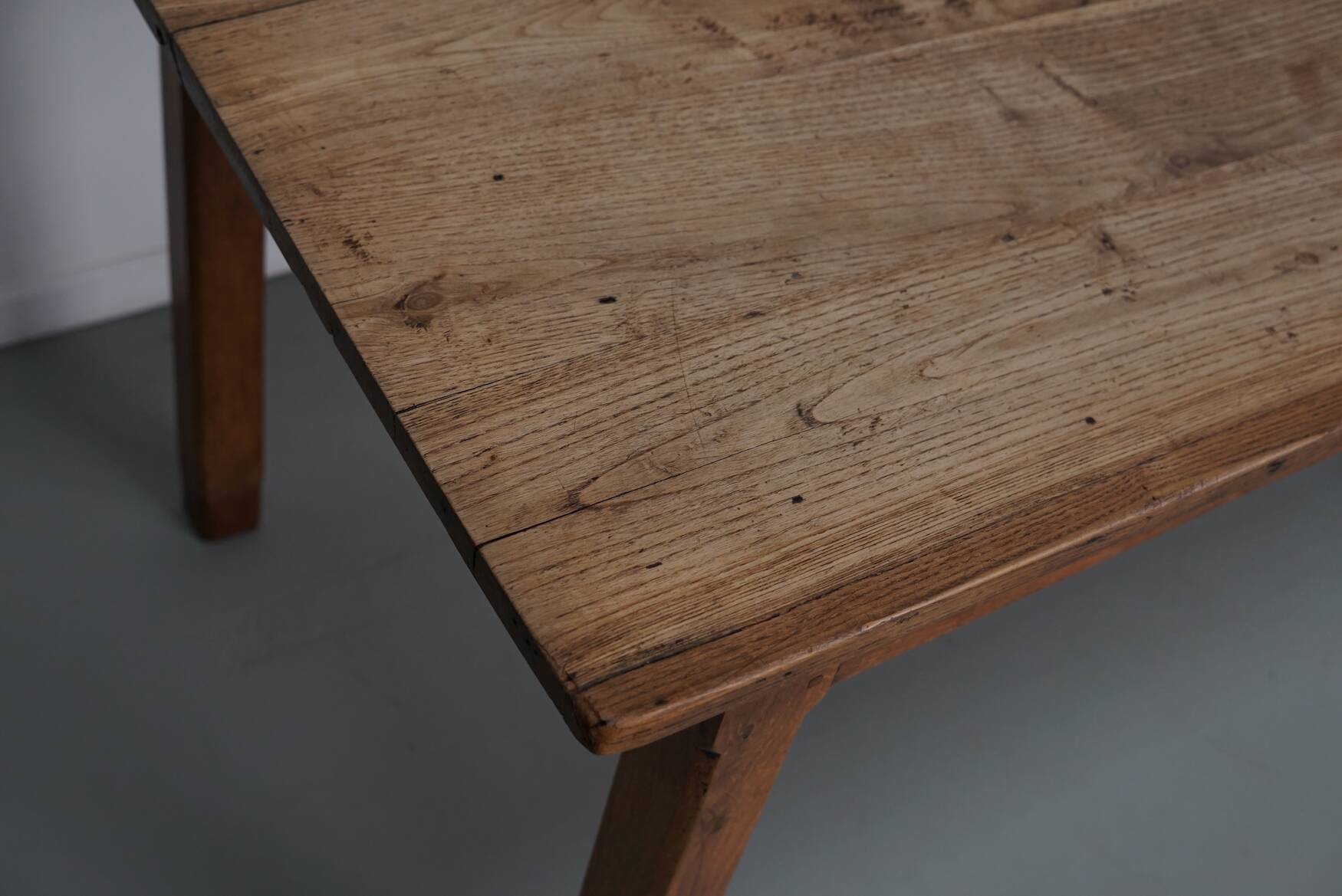 Antique Elm Early 20th Century French Rustic Farmhouse Dining Table