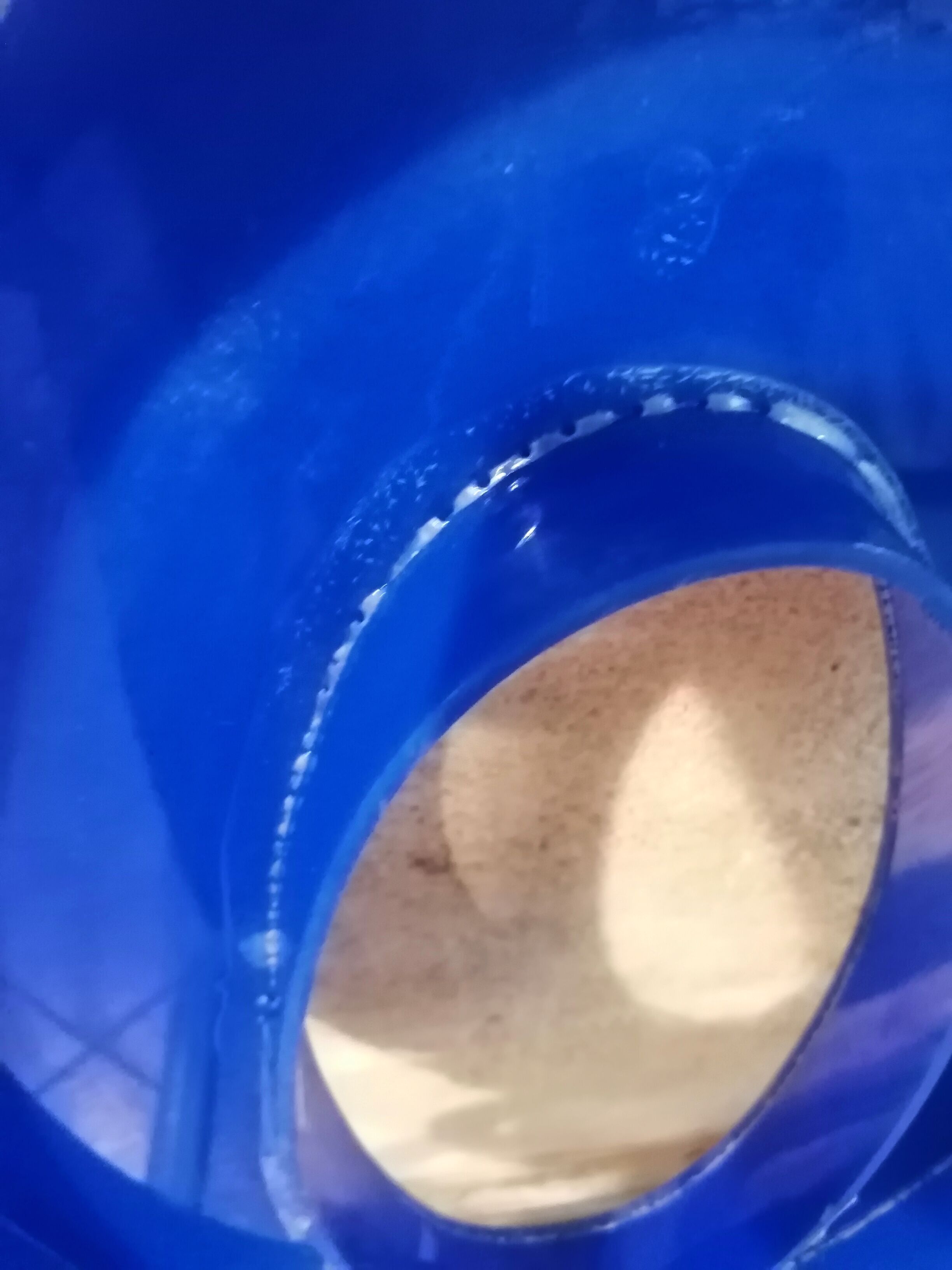 Letter O sign in blue vintage plexiglass