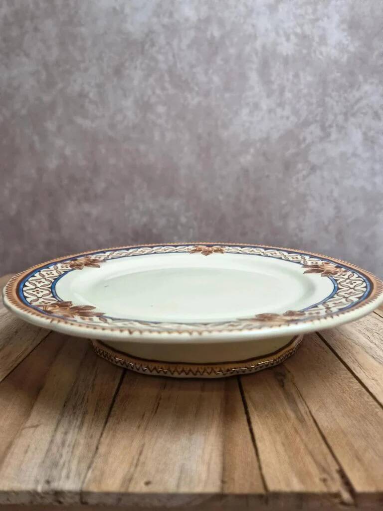Antique compote dish Creil et Montereau B & Cie – fine polychrome earthenware 19th century