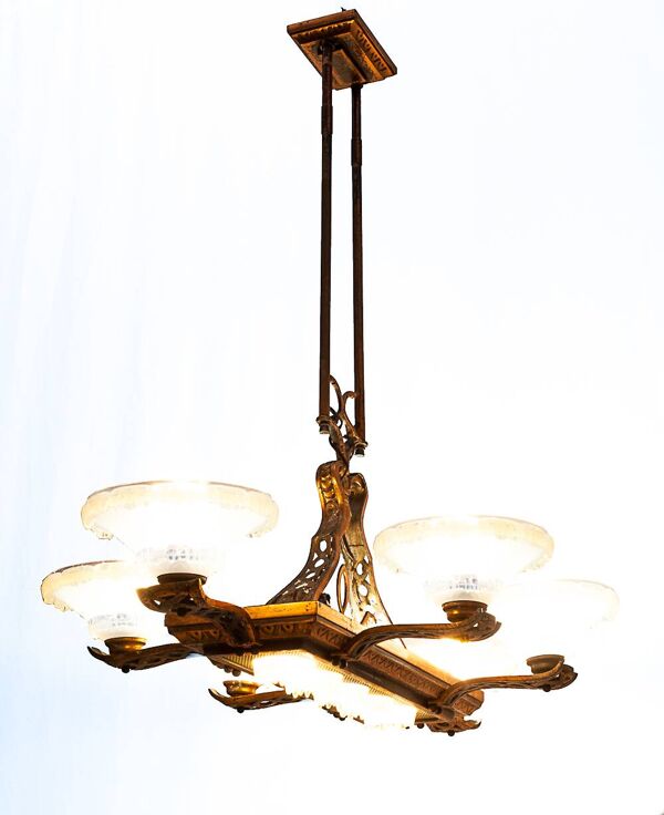 Lustre paquebot Art Déco Ezan