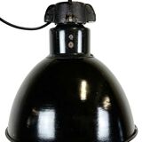 Industrial bauhaus black enamel pendant lamp, 1930s