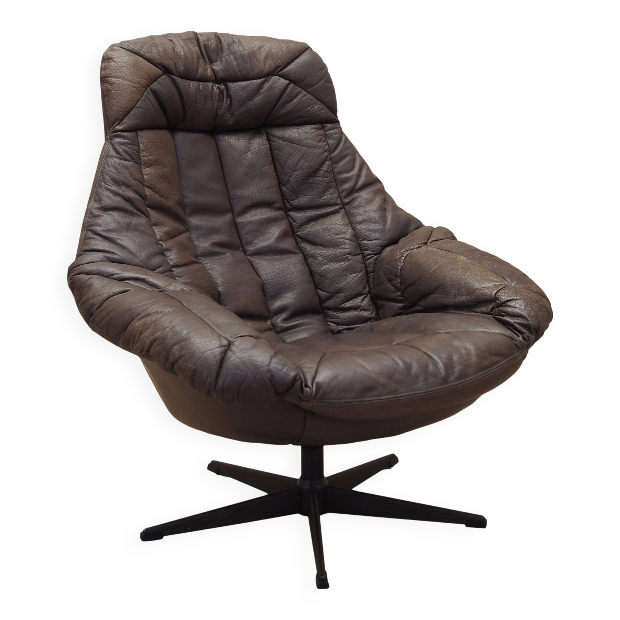 Leather swivel armchair, Danish design, 1960s, designer: H.W. Klein, manufa