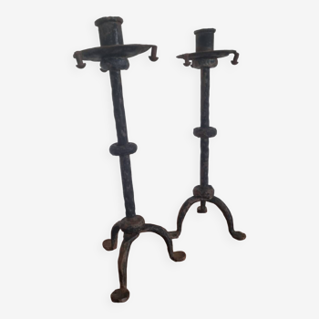 Pair of brutalist candlesticks