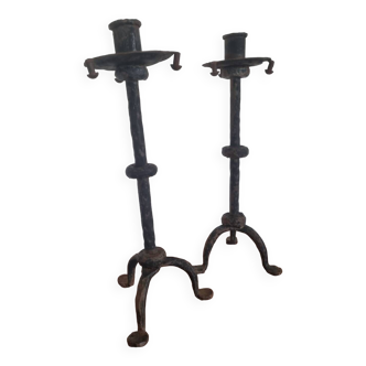 Pair of brutalist candlesticks