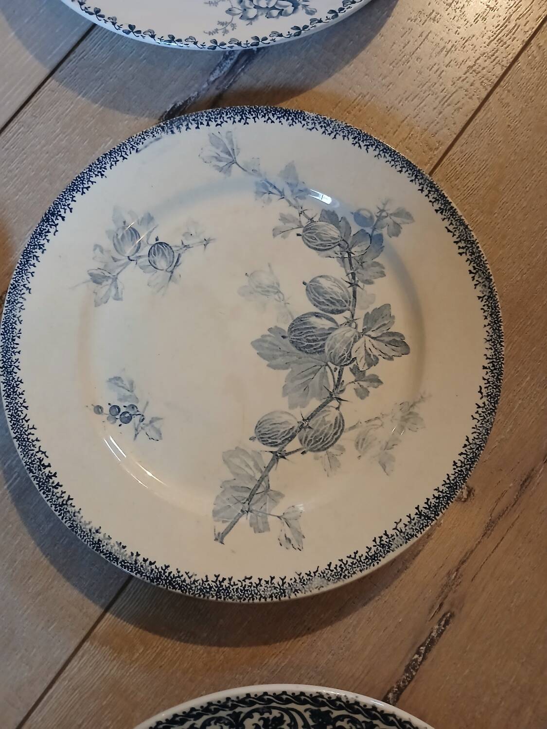 8 antique ironstone dinner plates