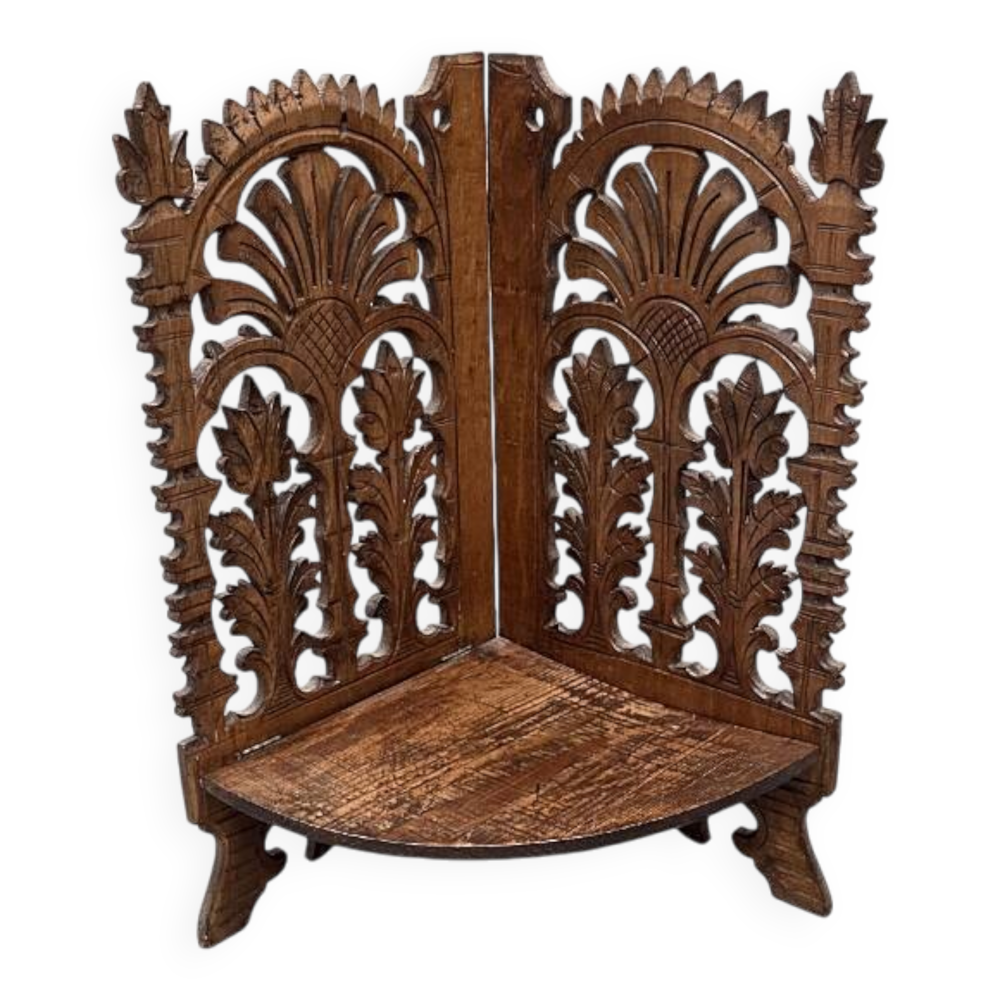 Antique French Walnut Corner Wall Console, late 1800s
