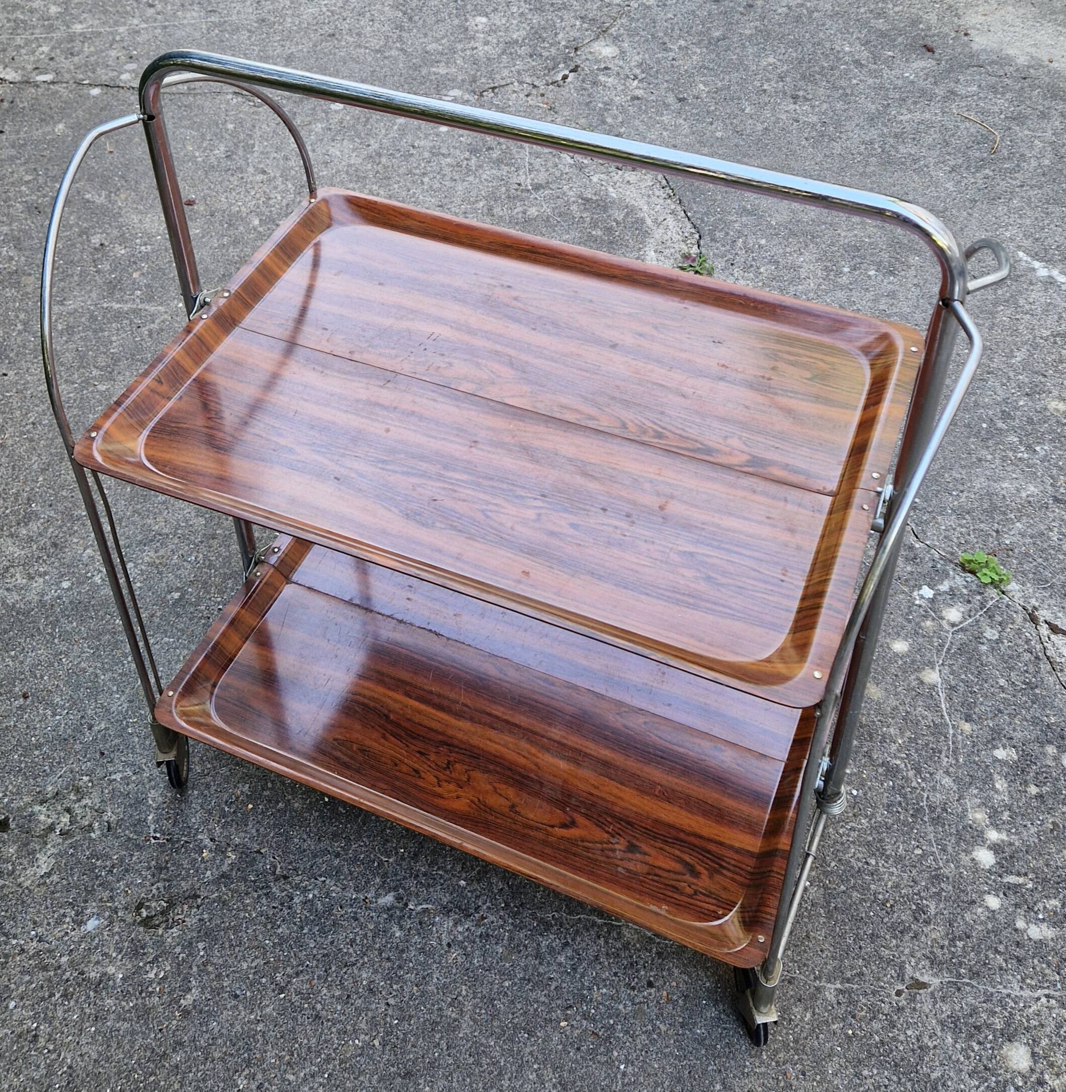 Desserte roulante pliante vintage années 70