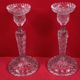chandelier Pair of large glass moulded candlesticks 23 cm