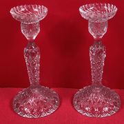 chandelier Pair of large glass moulded candlesticks 23 cm