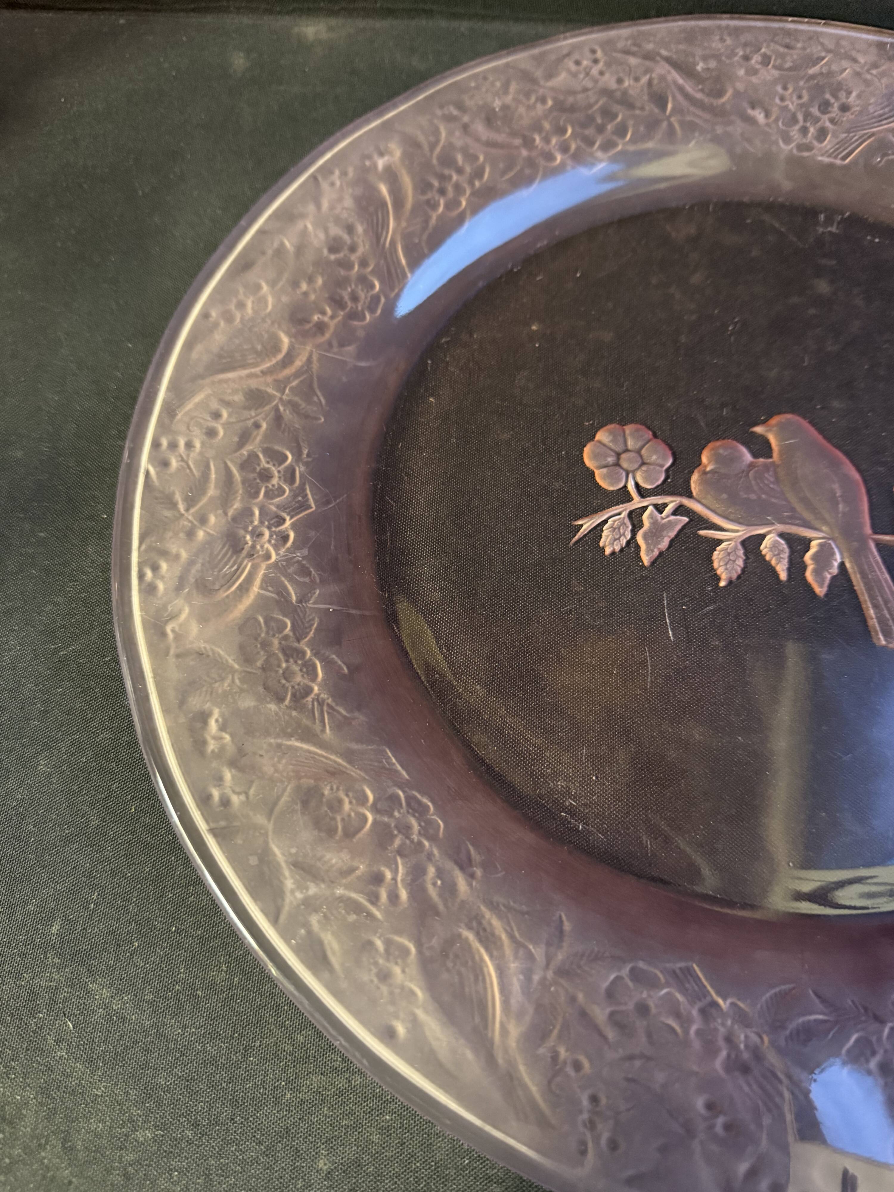 Serving dish – cast pink crystal – sweden