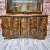 Streamlined Art Deco Walnut Display Cabinet / Sideboard – 1930s / 1940s
