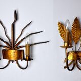 Pair of floral wall lamps by Ferroarte, regency, Spain, 1970