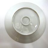 Round dish white monogrammed with blue border 34cm