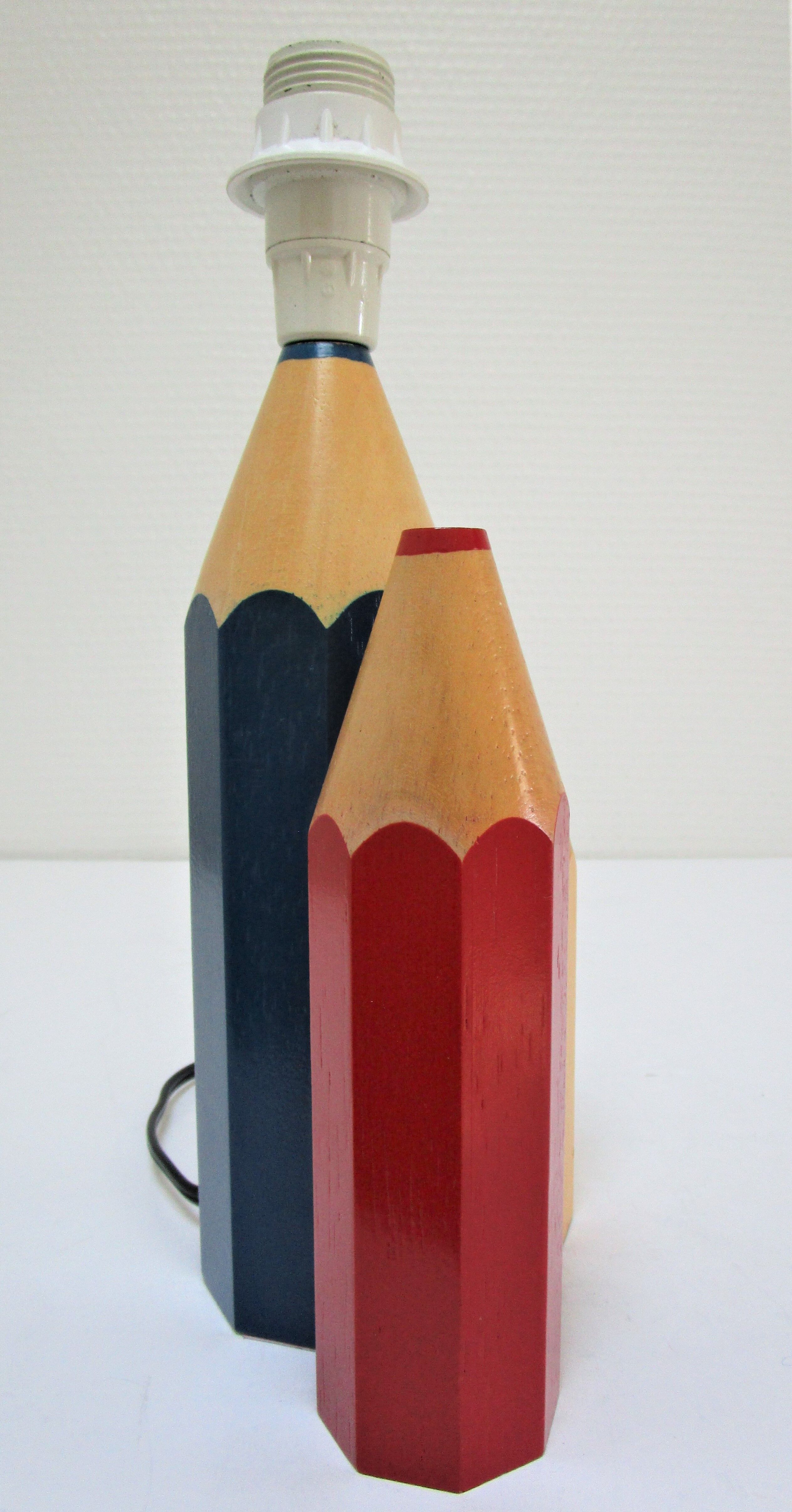Lamp foot three pencils wood beech vintage 80s