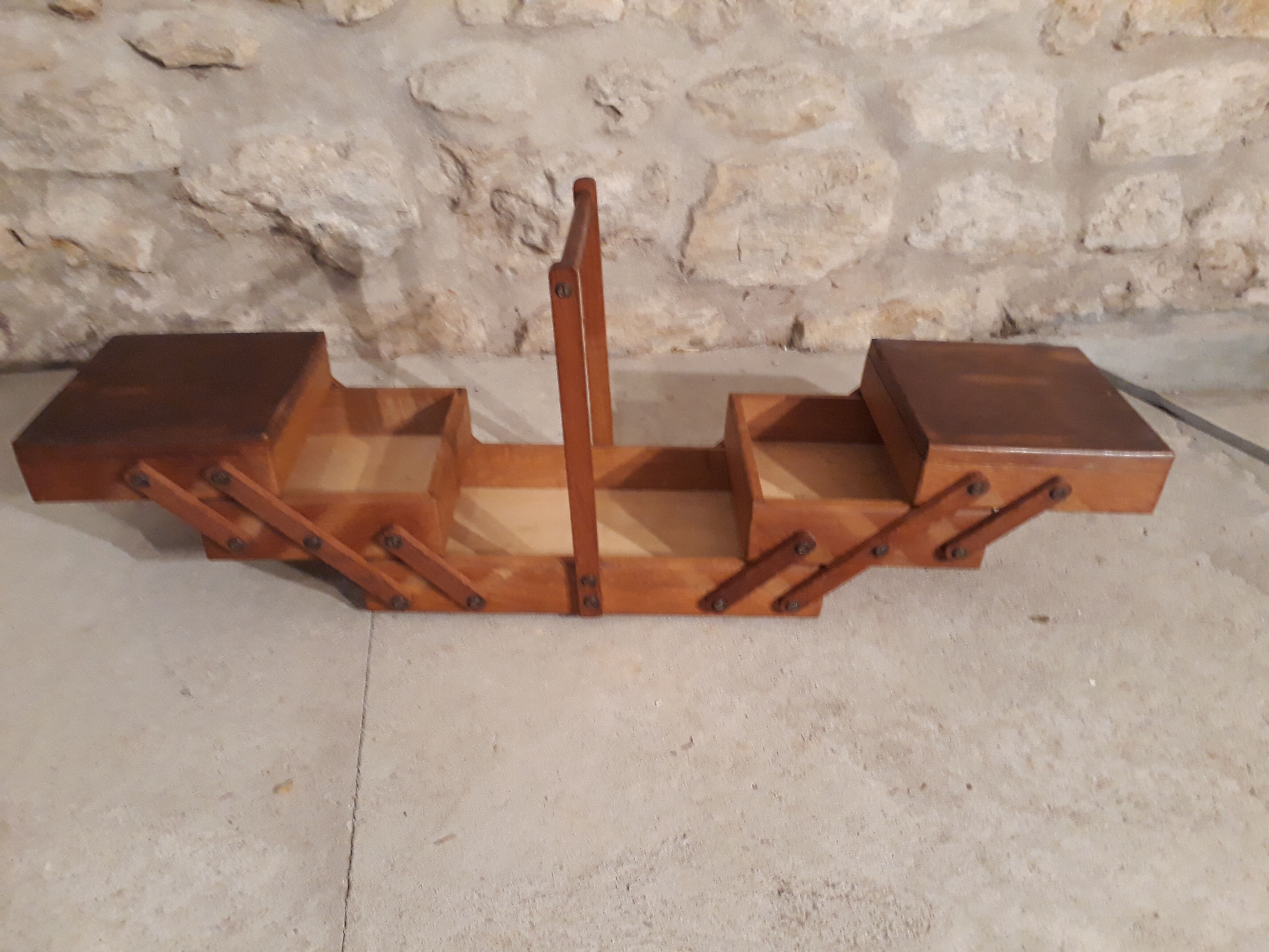 1940's oak sewing basket