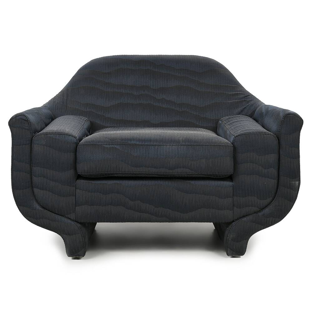 Pair of Designer Armchairs in Pleated Fabric