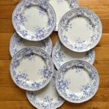 8 flat ironware plates Bouquets, Creil and Montereau late 19th century
