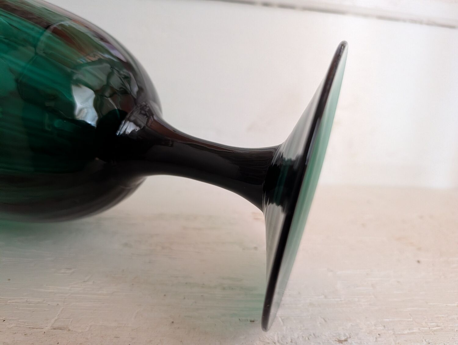 Green chalice vase from the 1970s.