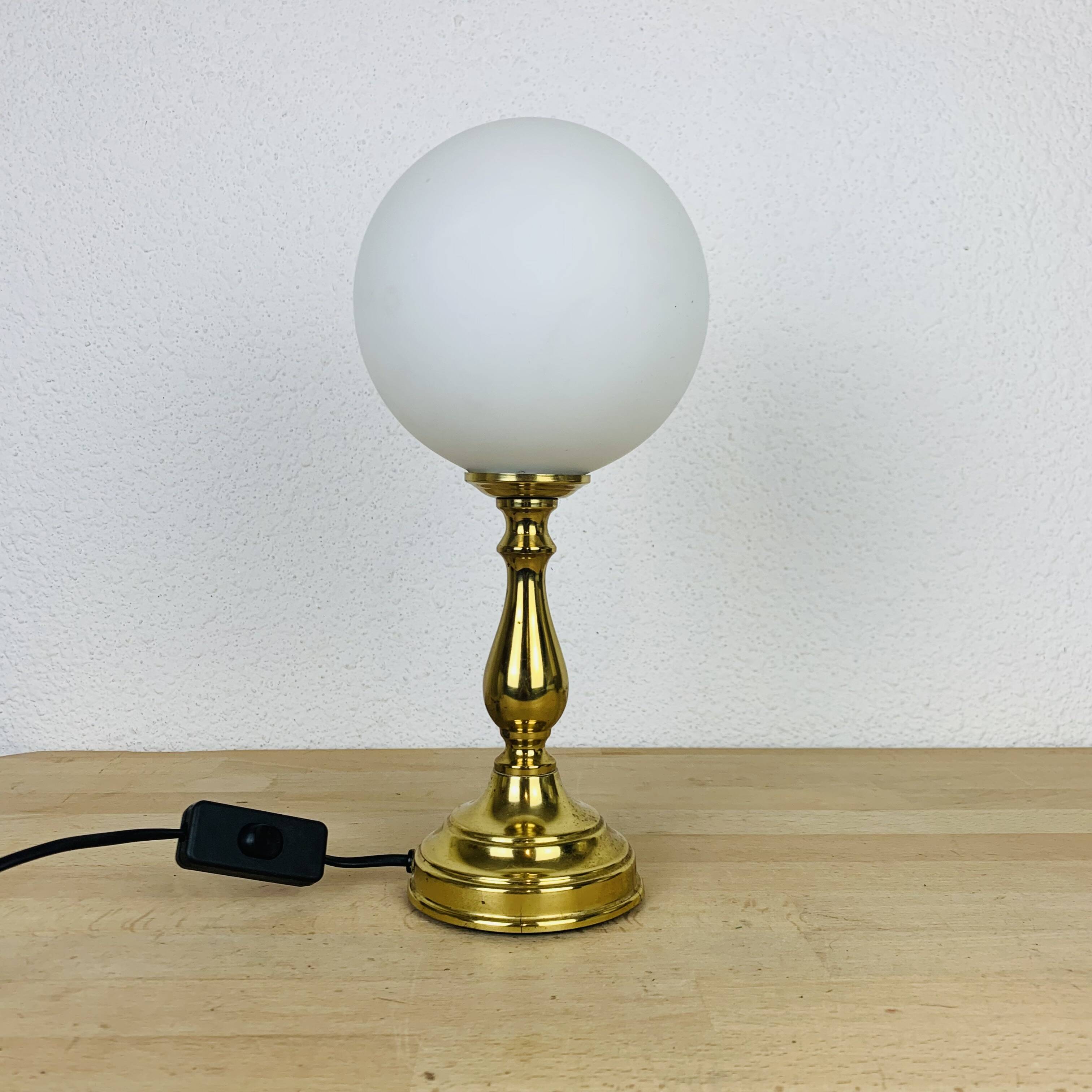 Vintage opaline globe brass lamp