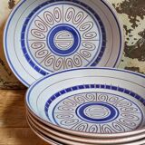 Five vintage MBFA PORNIC ceramic soup plates Daphné service