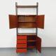 Vintage Italian modular bookcase in teak, metal and melamine