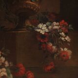 Peinture italienne antique nature morte aux fleurs du XVIIIe siècle