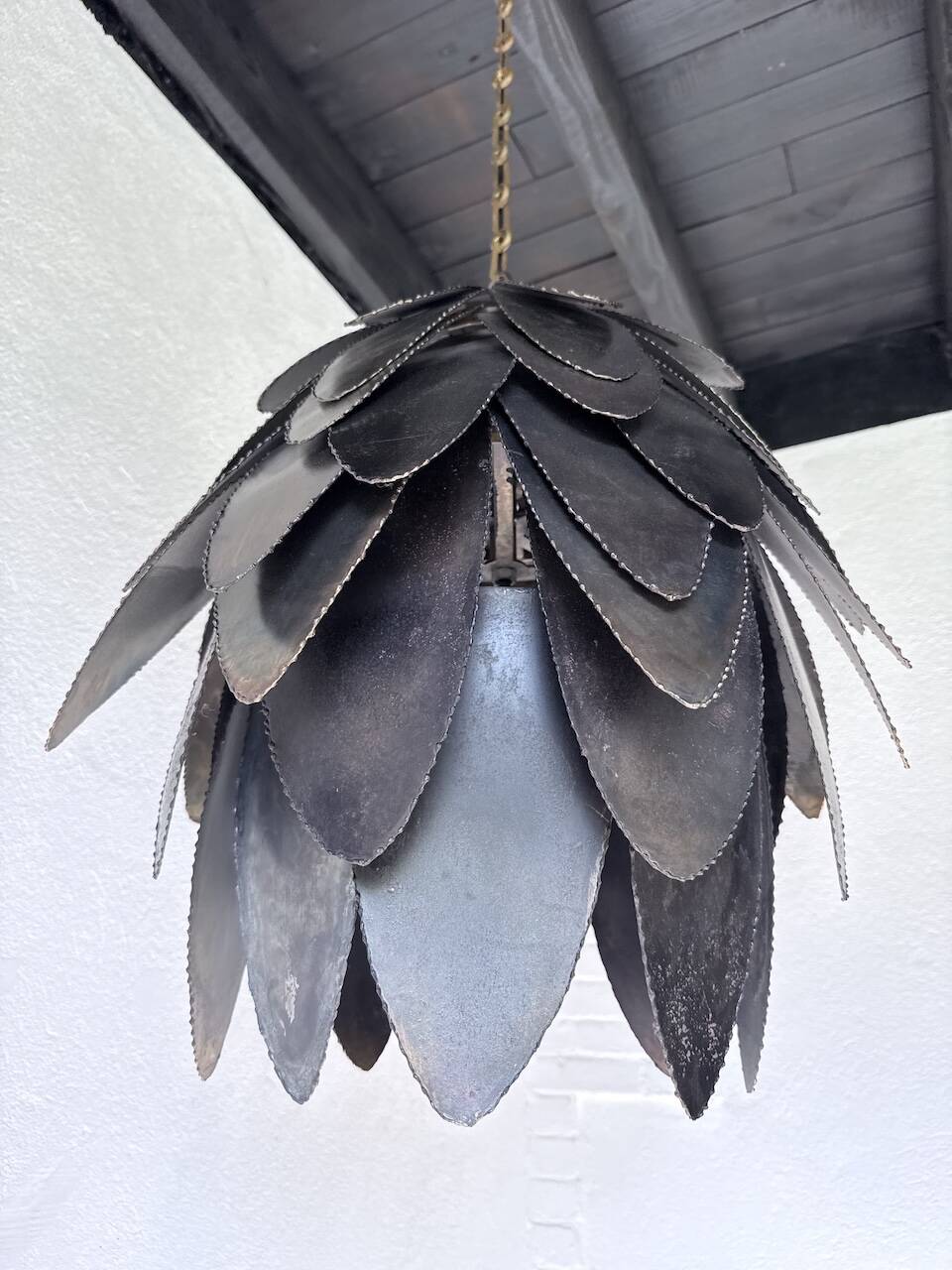 Brutalist suspension Jansen metal welded flower