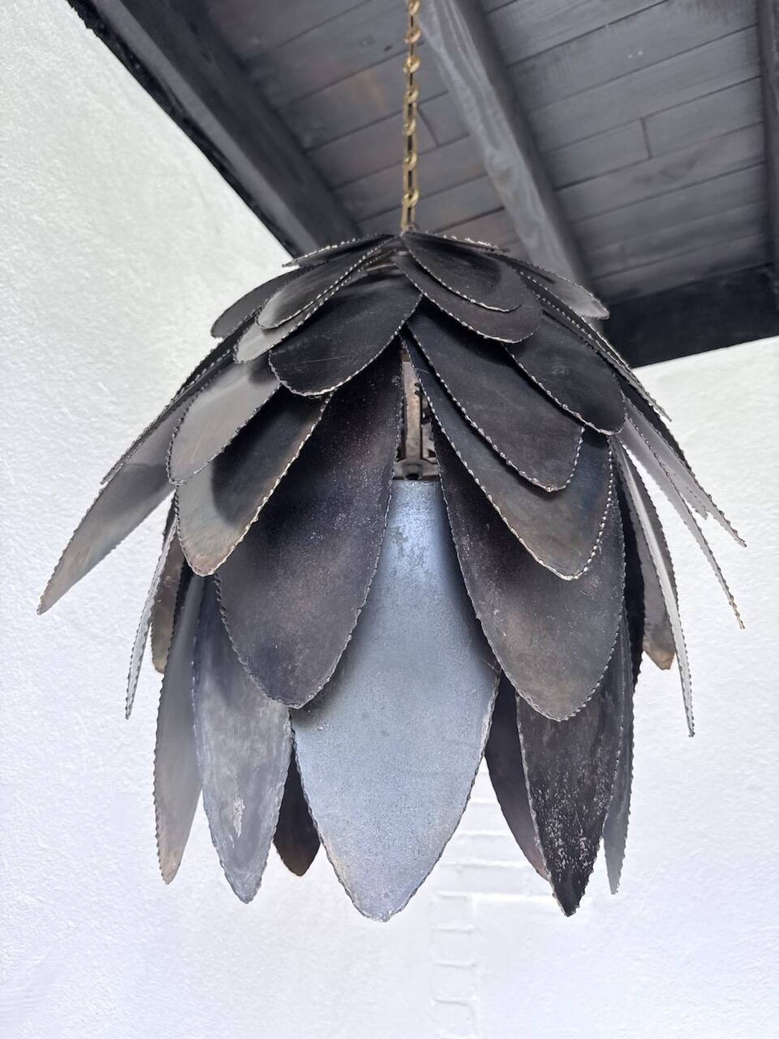 Brutalist suspension Jansen metal welded flower