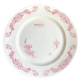 Creil & Montereau round dish in pink ironstone, "Centaurée" service