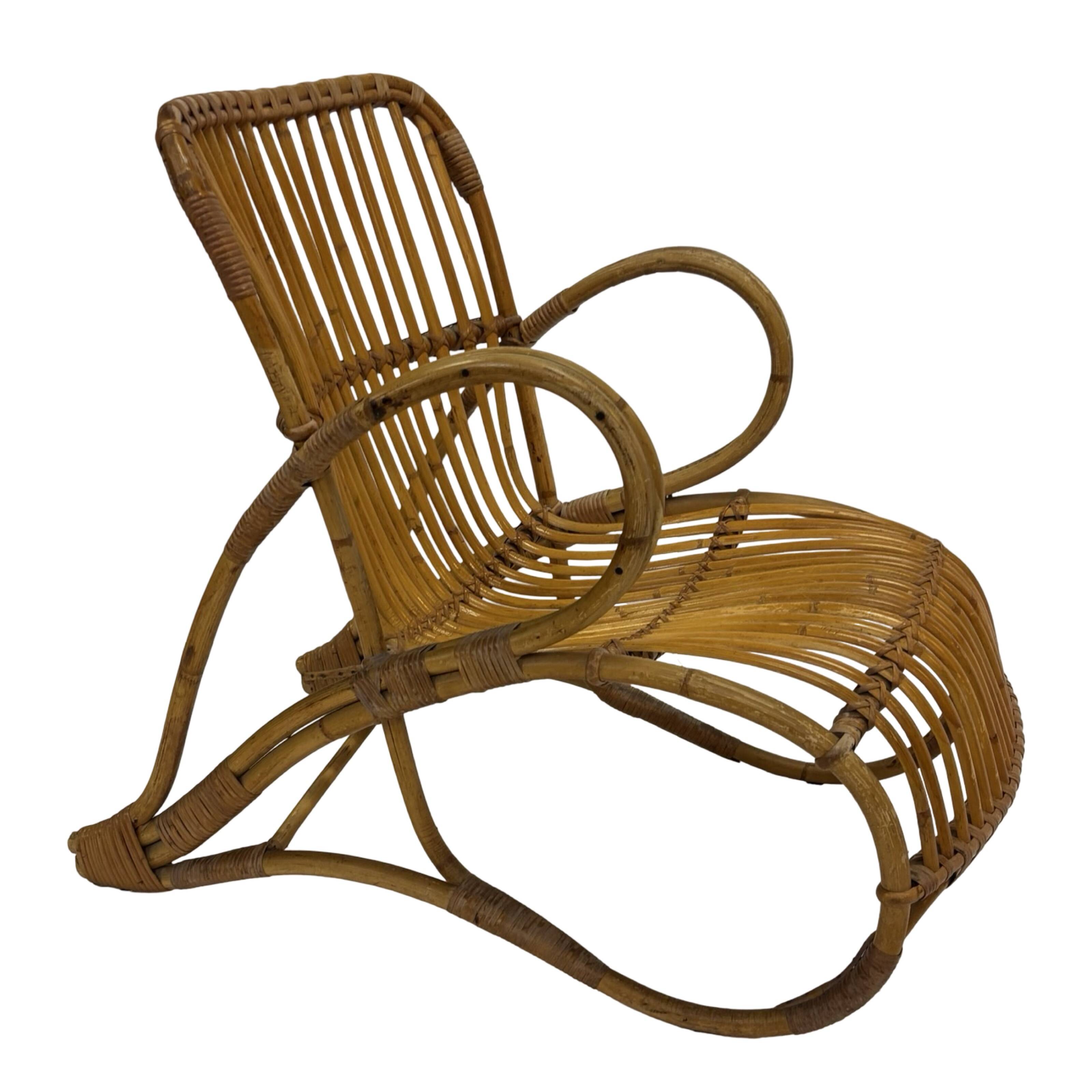 Vintage Rattan Chair Dirk Van Sliedregt Rohe Noordwolde 1960