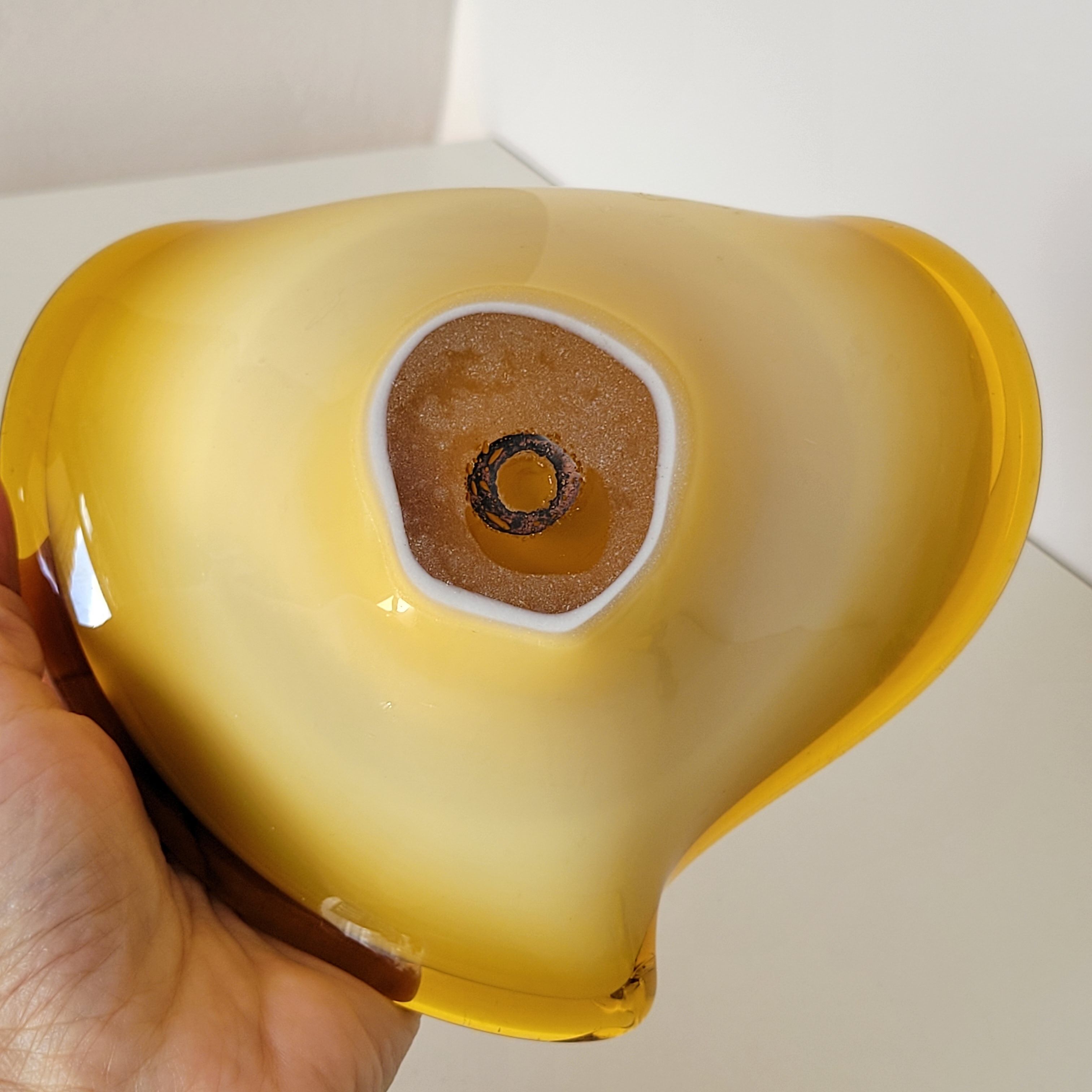 Empty pocket vintage yellow Murano glass bowl
